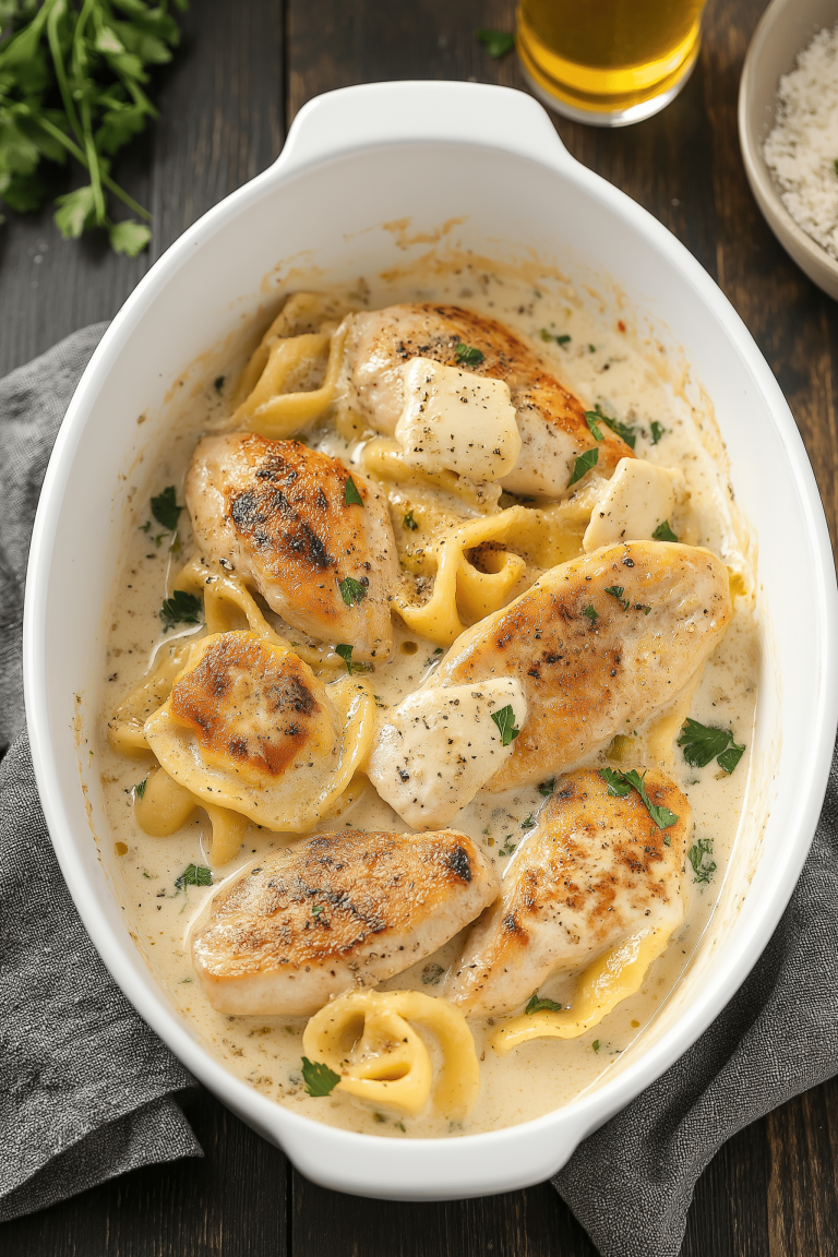 Asiago Tortelloni Alfredo With Grilled Chicken