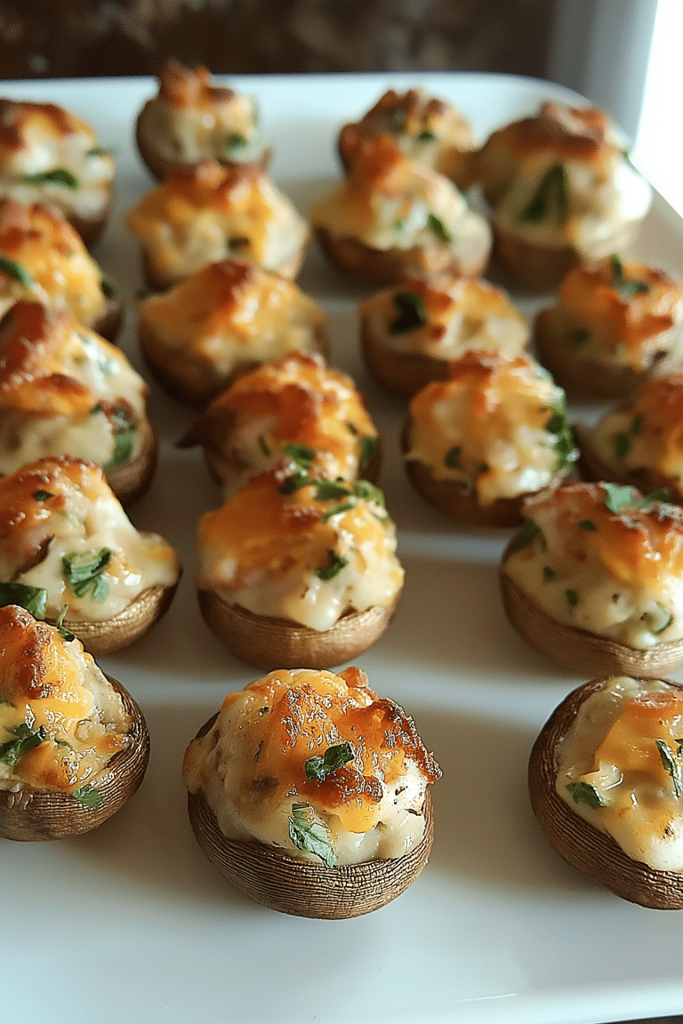 Savory Crab Stuffed Mushrooms