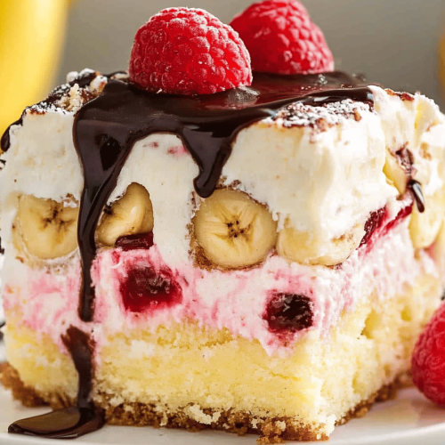 Banana Split Poke Cake