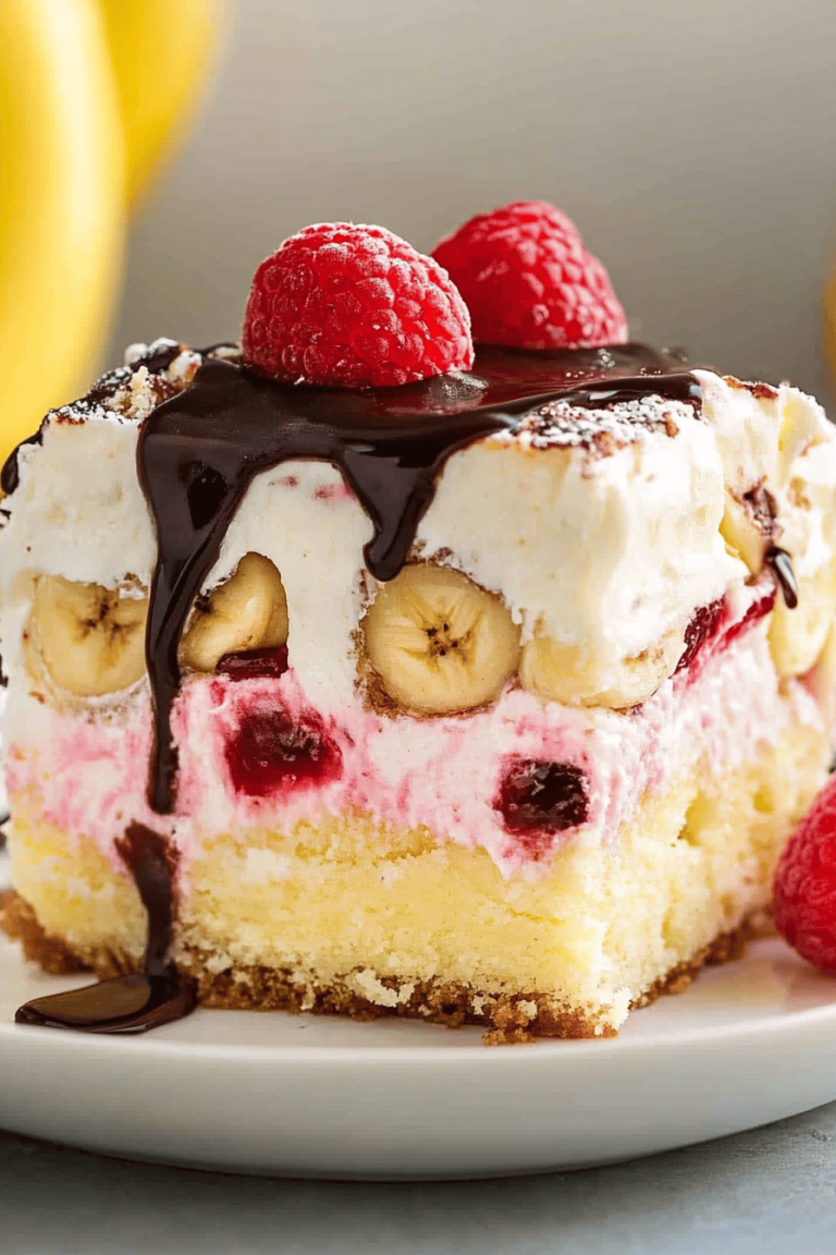 Banana Split Poke Cake