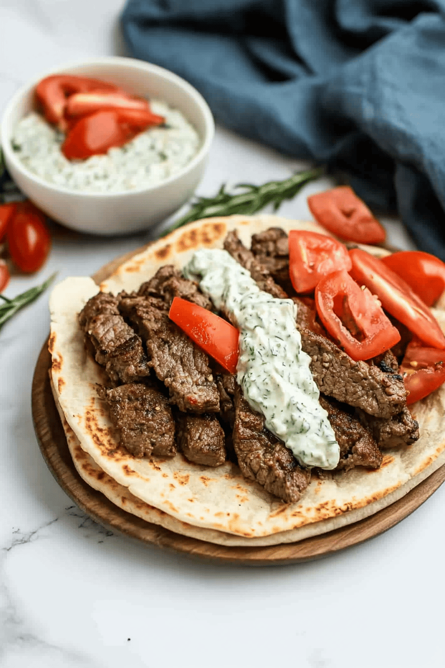 Beef Pitas Tzatziki Recipe Final Dish Presentation