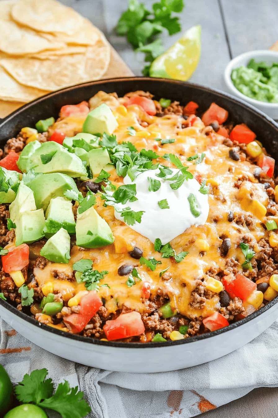 Beef Taco Skillet Recipe Final Dish Presentation