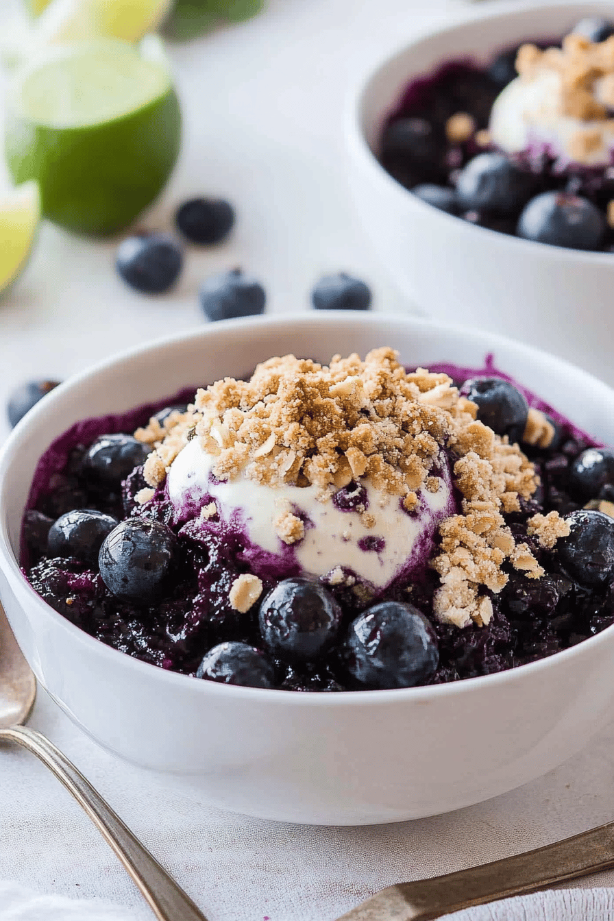 Blueberry Lime Crumble Recipe Final Dish Presentation