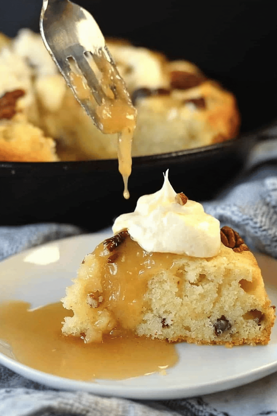 Butter Pecan Apple Skillet Cake Final Dish Presentation