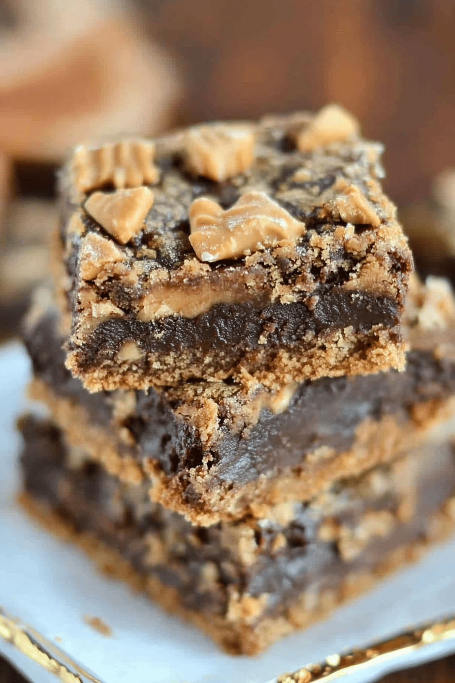 Butterfinger Fudge Cookie Bars Final Dish Presentation