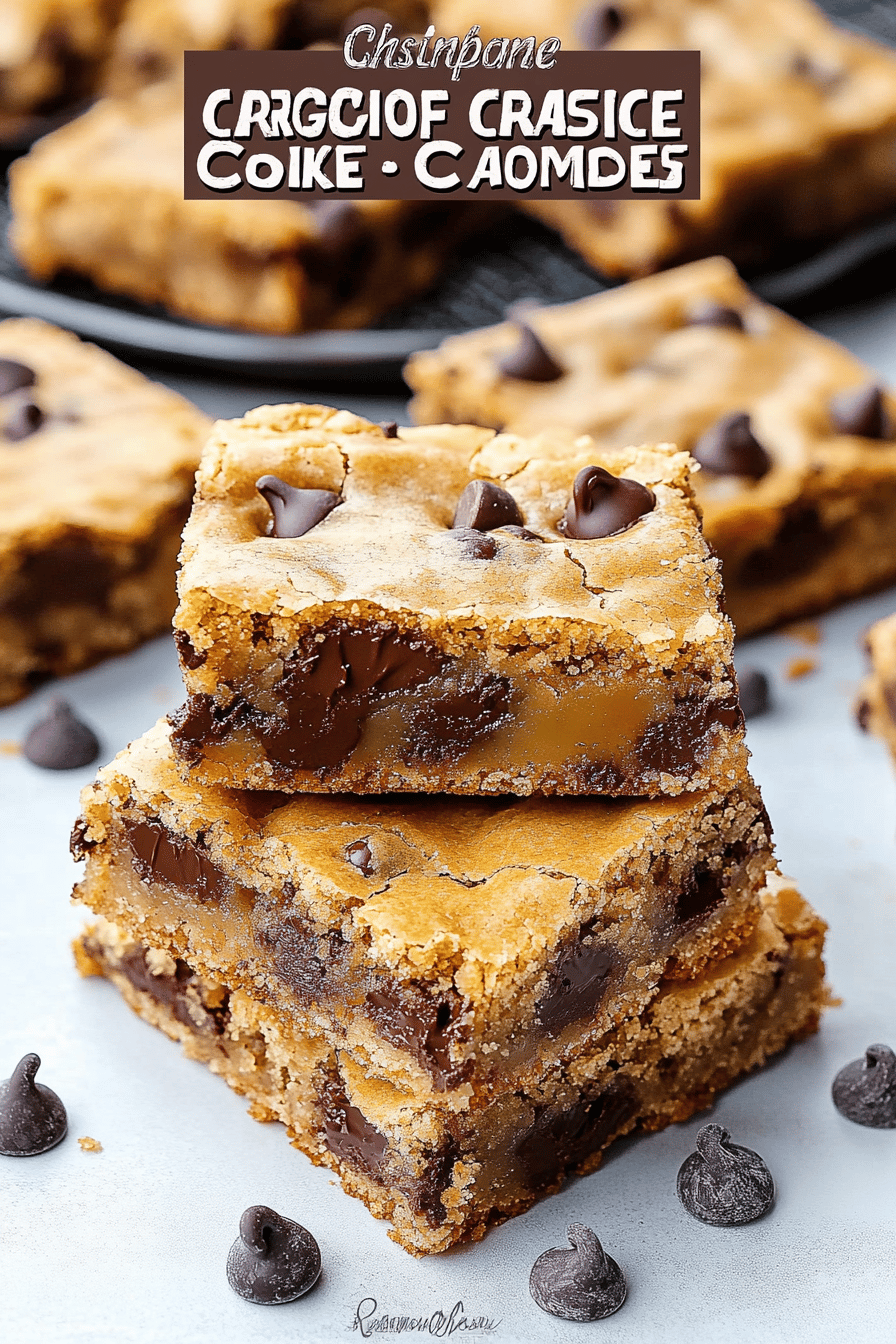 Caramel Chocolate Chip Cookie Bars Final Dish Presentation