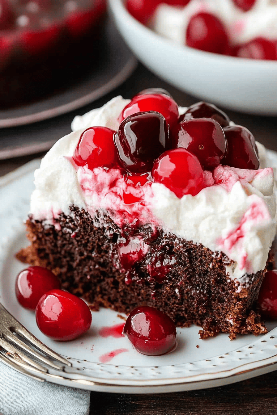 Cherry Coke Poke Cake Final Dish Presentation