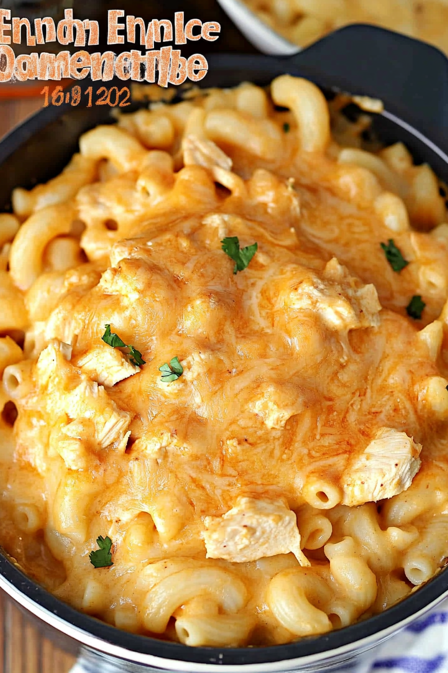 Chicken Enchilada Mac and Cheese Final Dish Presentation