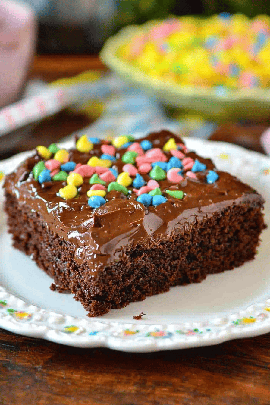 Chocolate Buttermilk Sheet Cake Final Dish Presentation