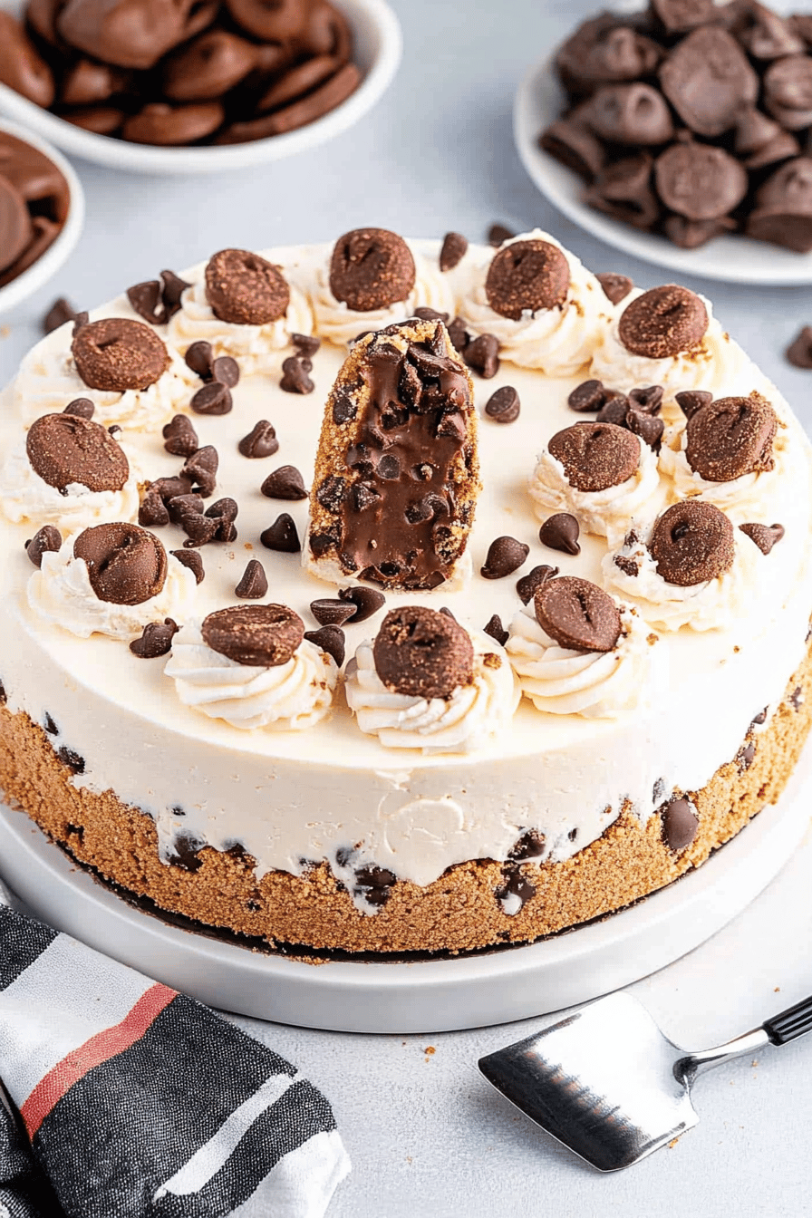 Chocolate Chip Cookie Cheesecake Final Dish Presentation