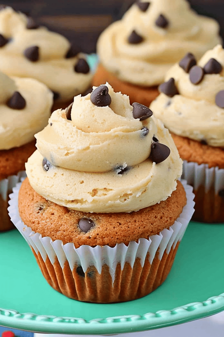 Chocolate Chip Cookie Dough Cupcakes Final Dish Presentation