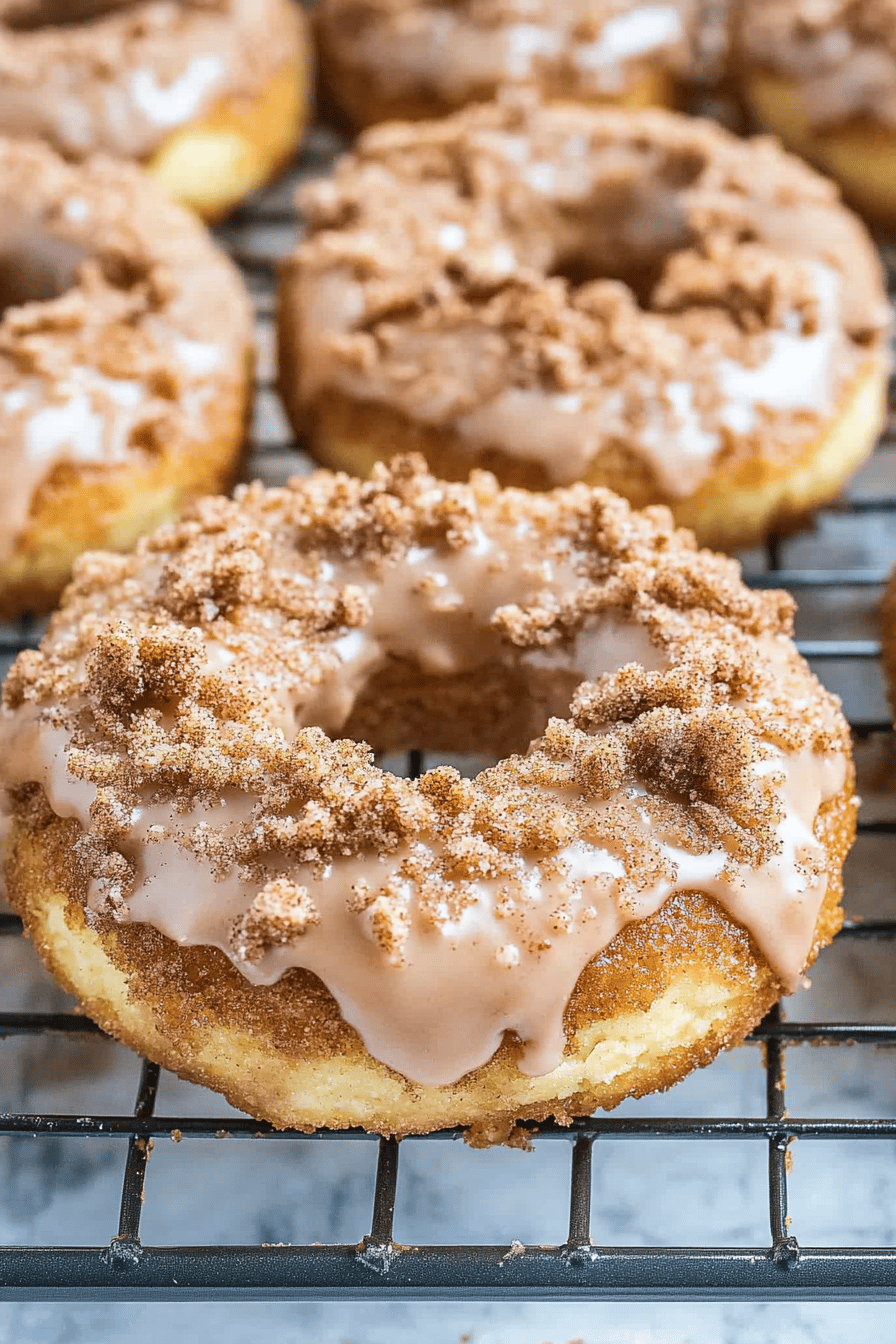 Cinnamon Coffee Cake Donuts Final Dish Presentation