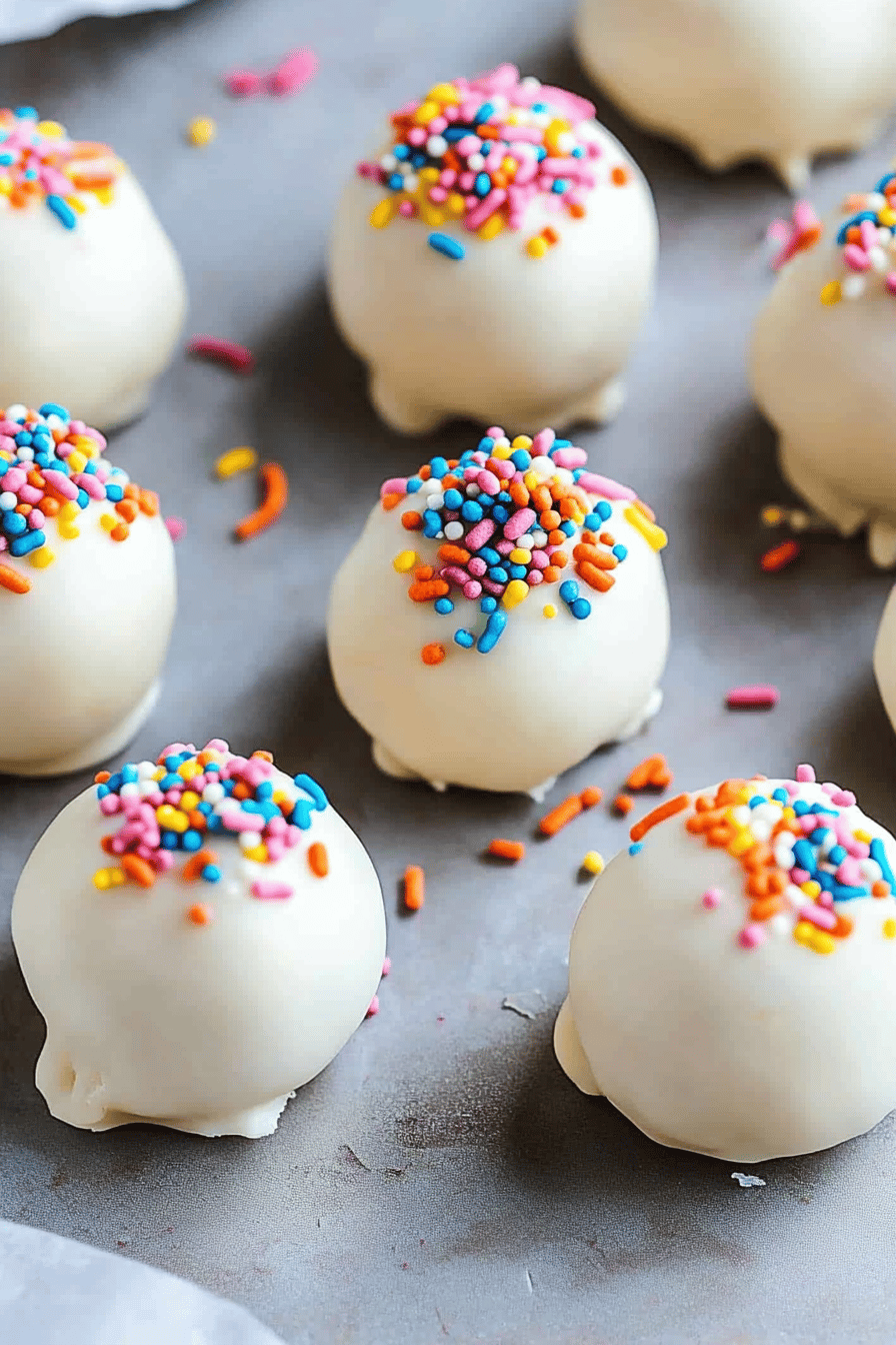 Funfetti Cookie Dough Truffles Final Dish Presentation