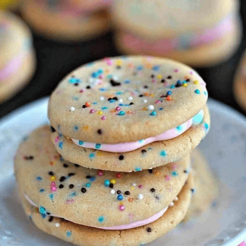 Funfetti Shortbread Cookie Sandwiches