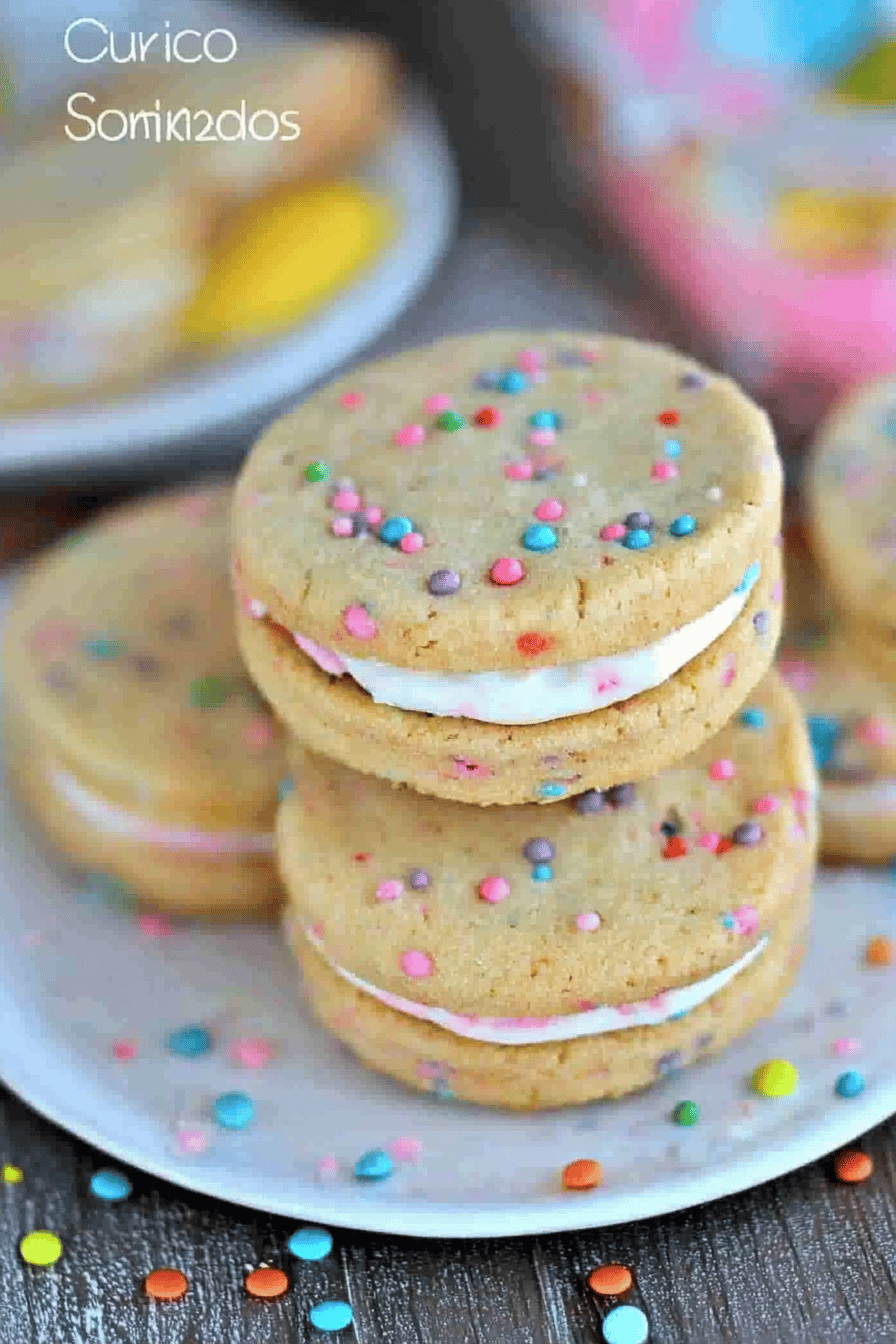 Funfetti Shortbread Cookie Sandwiches Final Dish Presentation