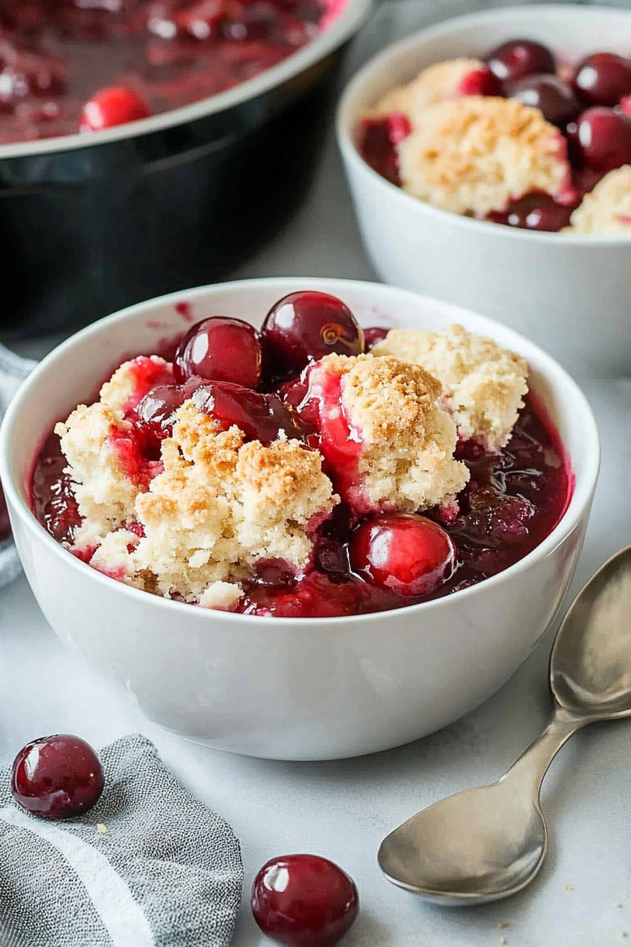 Instant Pot Cherry Cobbler Final Dish Presentation