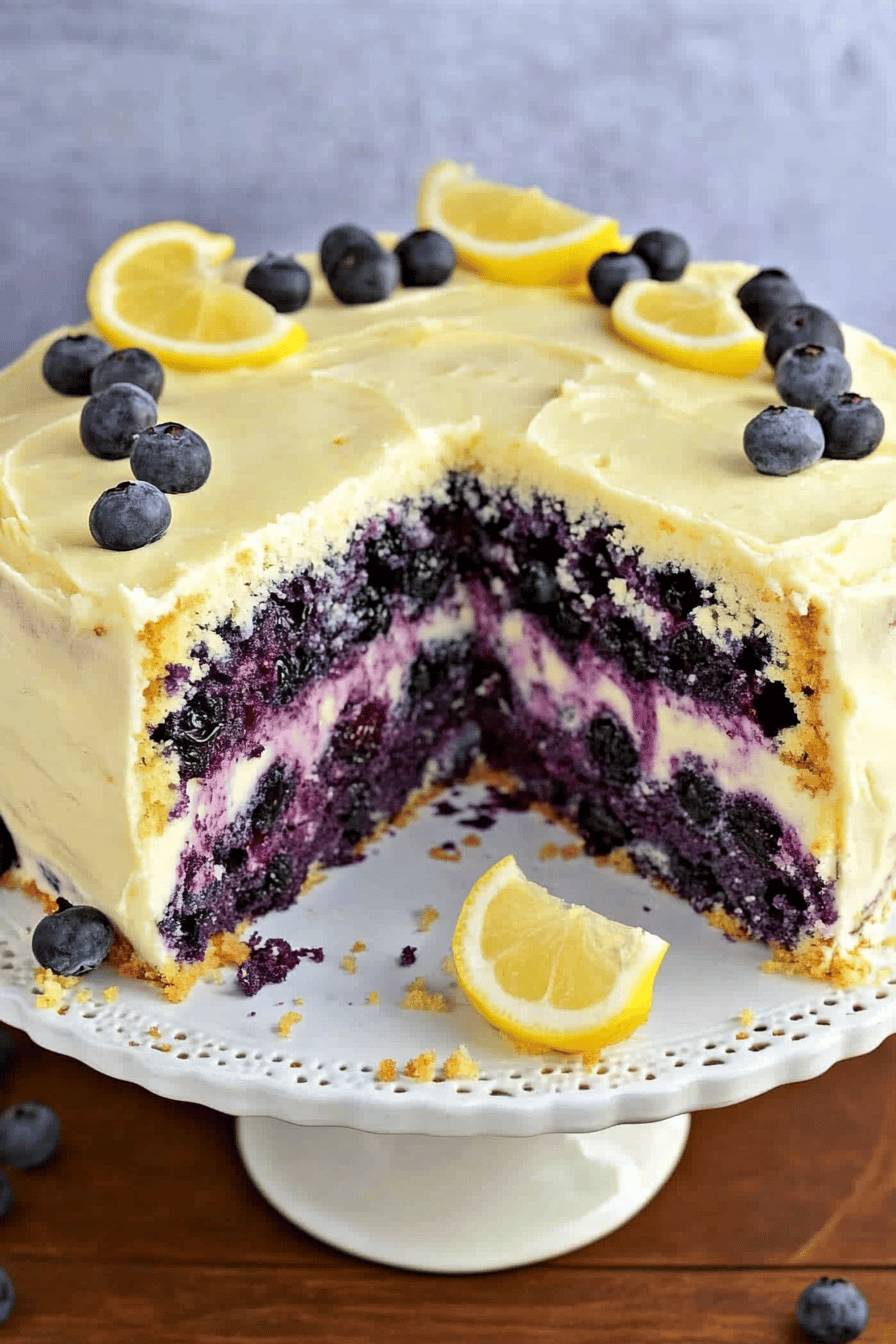 Lemon Blueberry Cake Final Dish Presentation