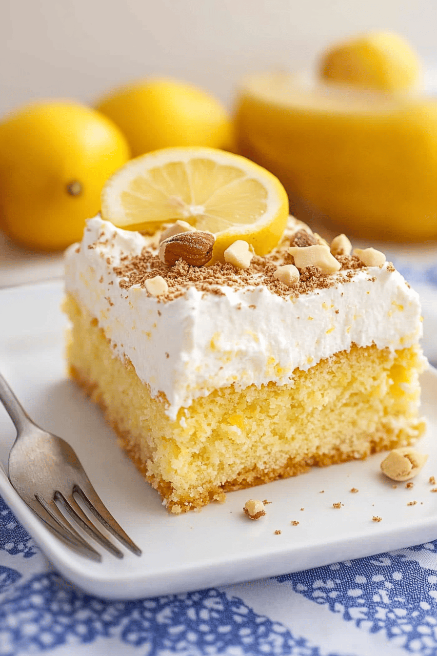 Lemon Poke Cake Recipe Final Dish Presentation