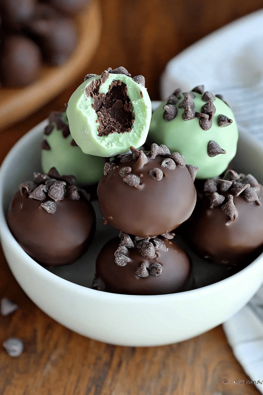 Mint Chocolate Chip Truffles Final Dish Presentation