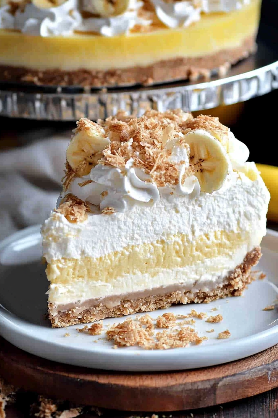 No-Bake Banana Cream Cheesecake Final Dish Presentation