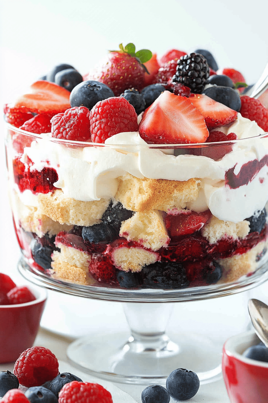 No-Bake Berry Shortcake Trifle Recipe Final Dish Presentation