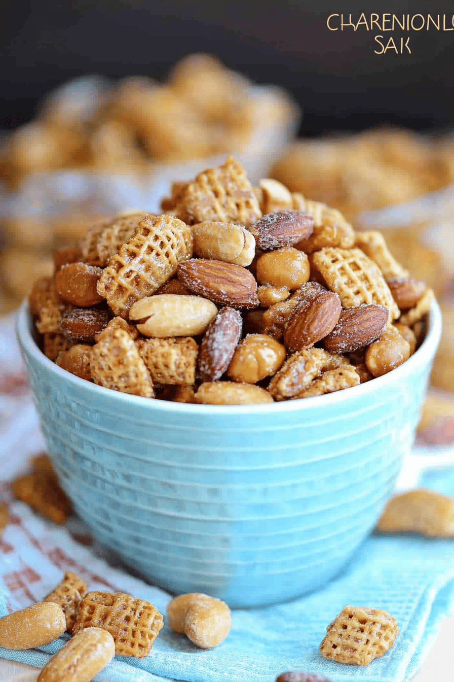 Nutty Caramel Snack Mix Recipe Final Dish Presentation