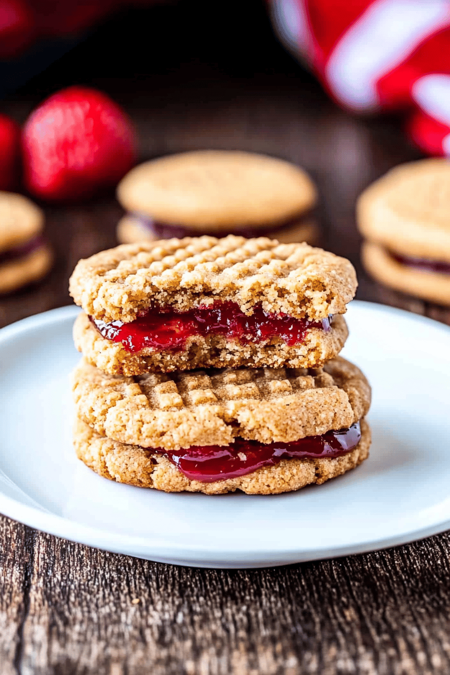 Peanut Butter Jelly Sandwich Cookies Final Dish Presentation