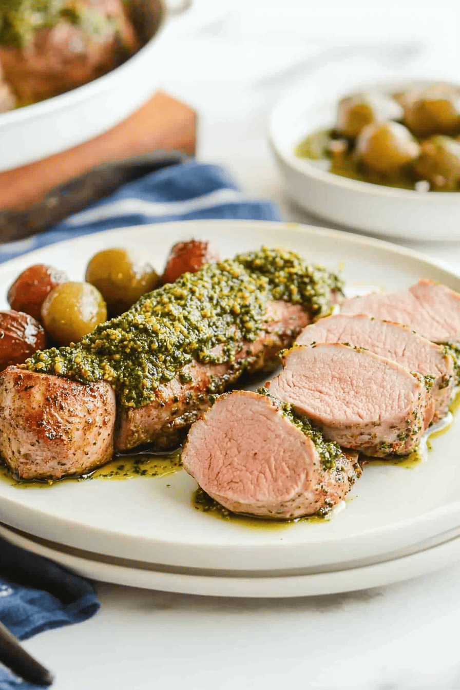 Pesto Pork Tenderloin Final Dish Presentation
