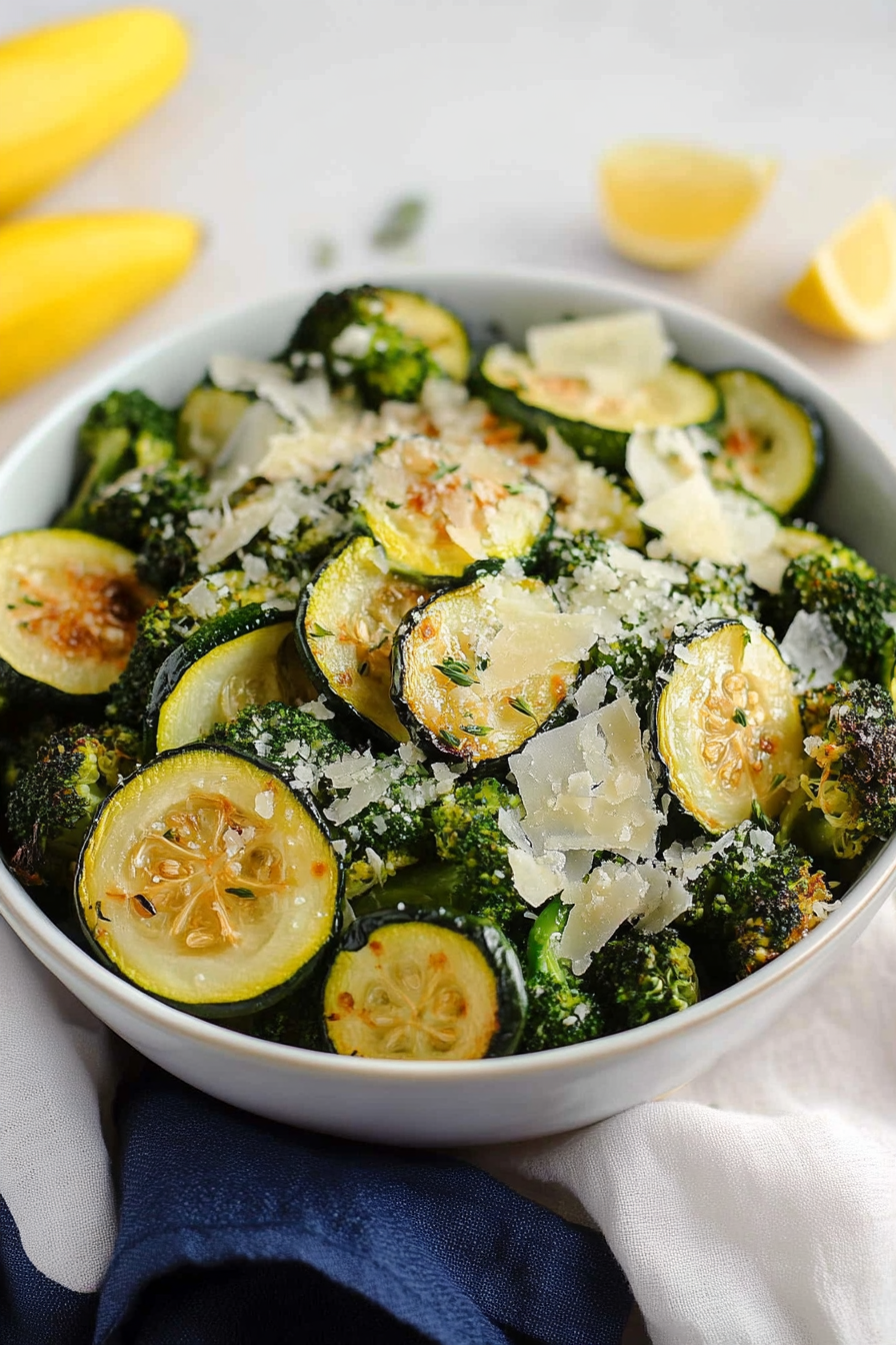 Roasted Broccoli Zucchini Side Final Dish Presentation
