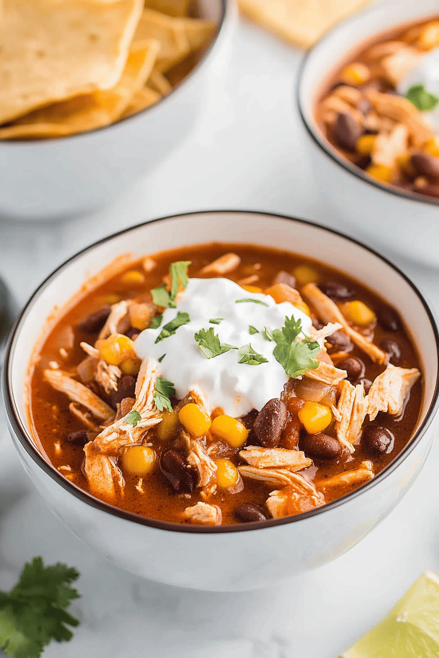 Slow Cooker Chicken Enchilada Soup Final Dish Presentation