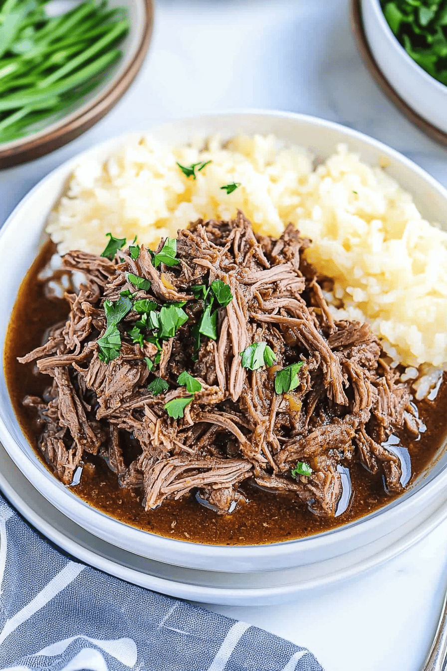 Slow Cooker Shredded Beef Final Dish Presentation