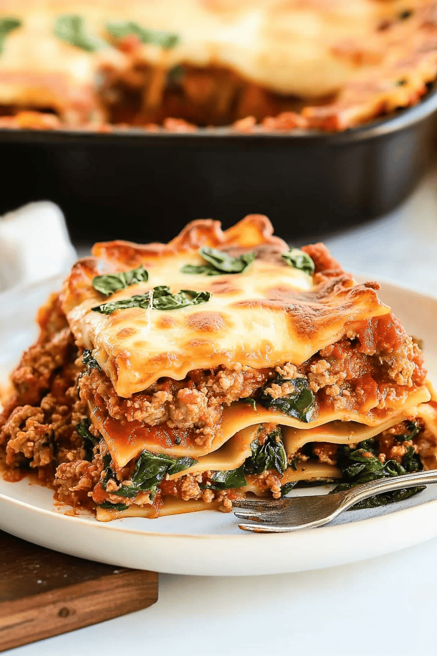 Spinach Meat Lasagna Final Dish Presentation
