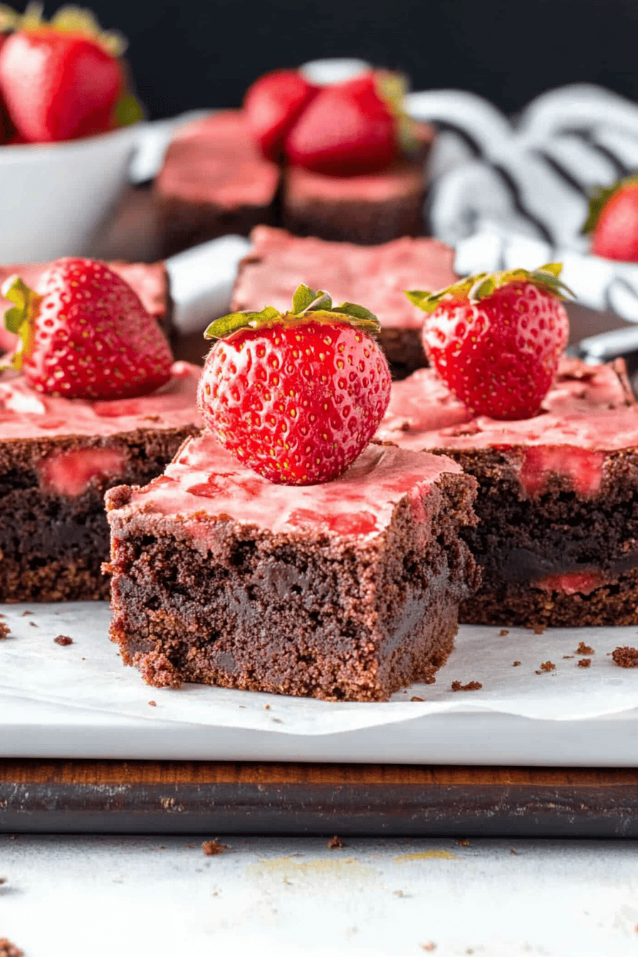 Strawberry Brownies Final Dish Presentation