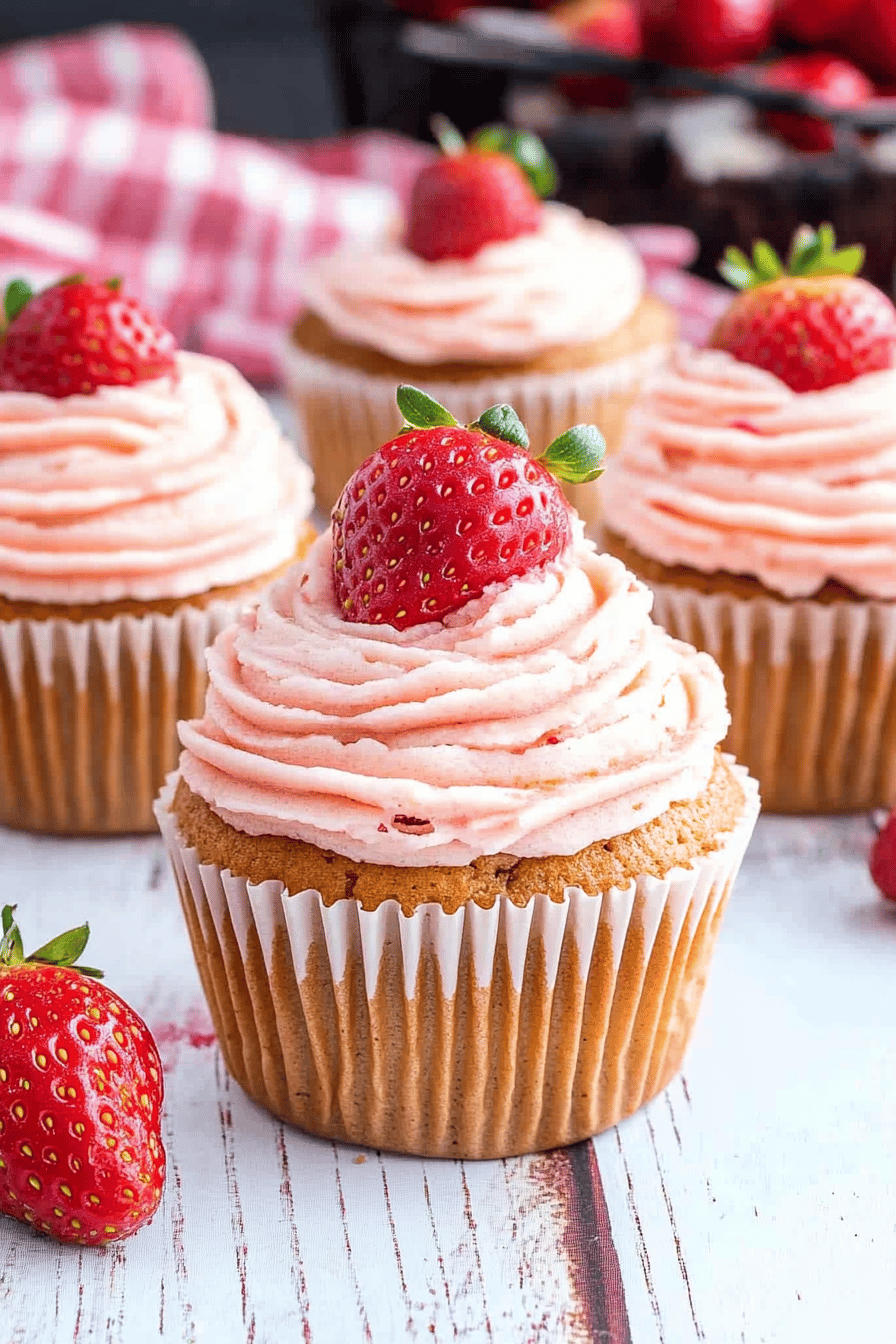Strawberry Cupcakes Final Dish Presentation
