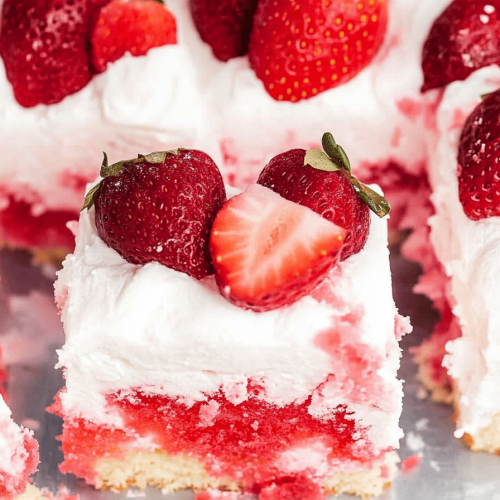 Strawberry Jell-O Poke Cake