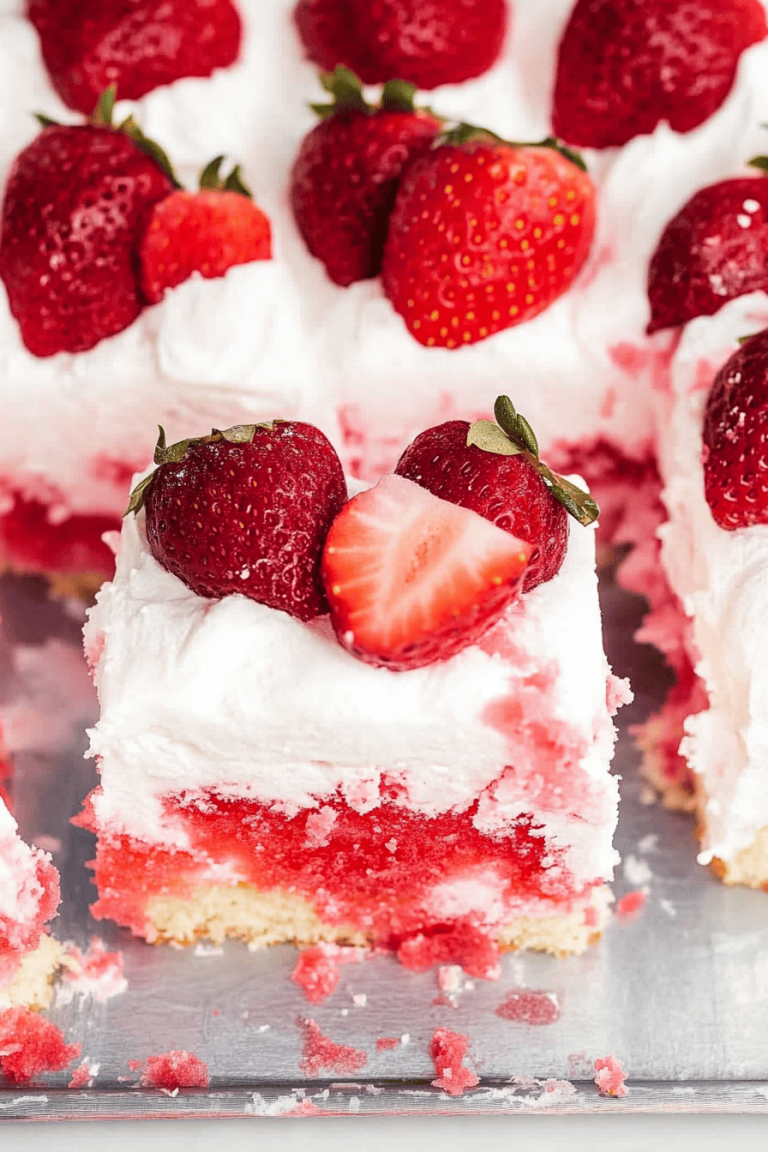 Strawberry Jell-O Poke Cake