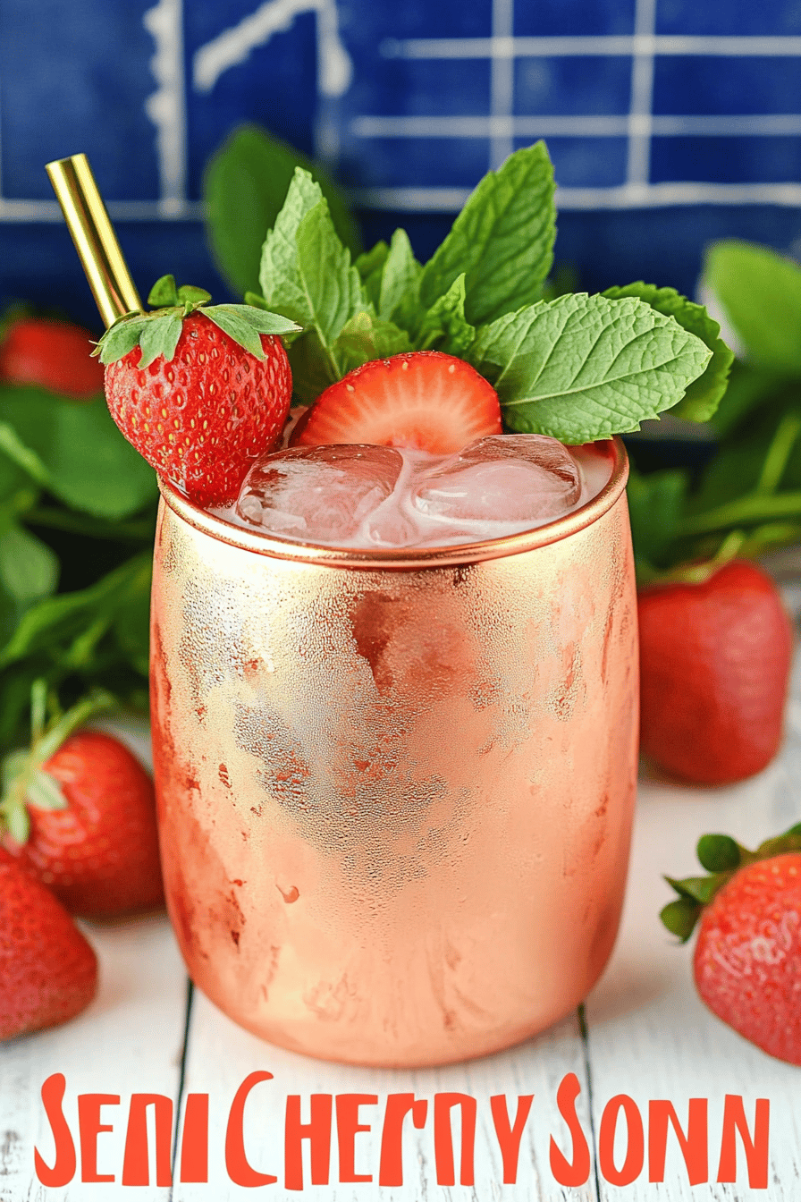 Strawberry Moscow Mule Recipe Final Dish Presentation