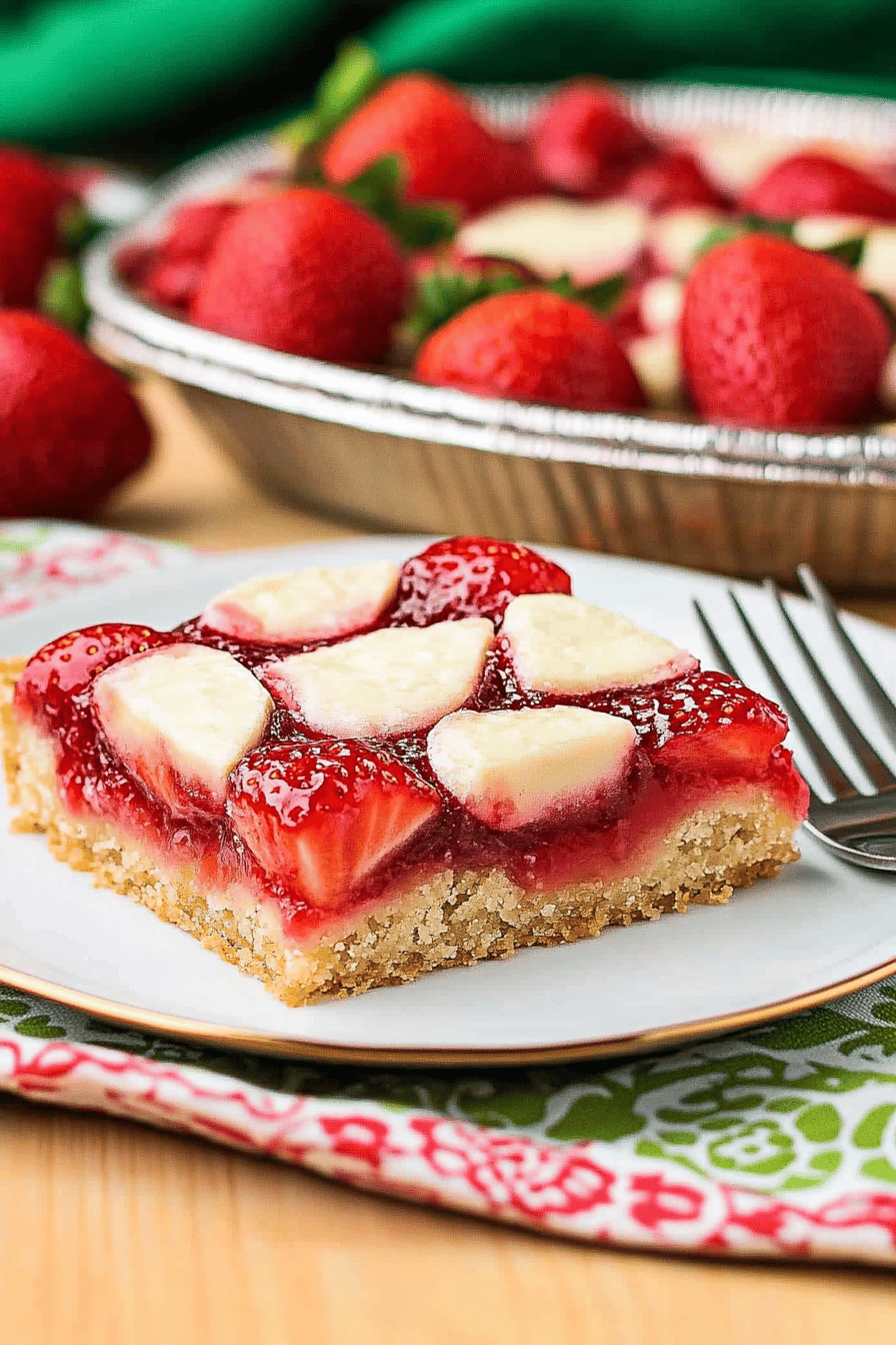 Strawberry Pie Bars Final Dish Presentation