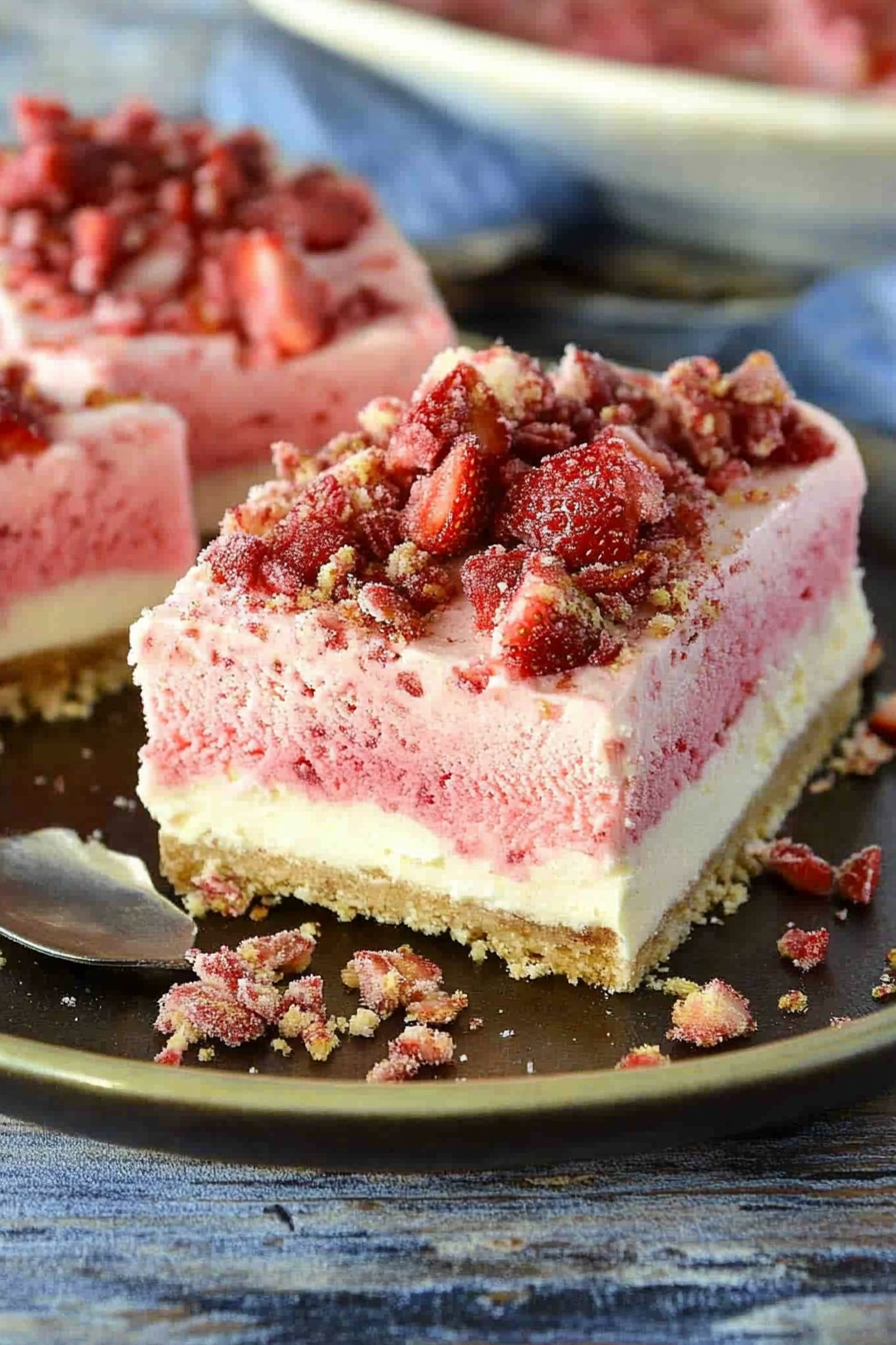 Strawberry Shortcake Ice Cream Bars Final Dish Presentation