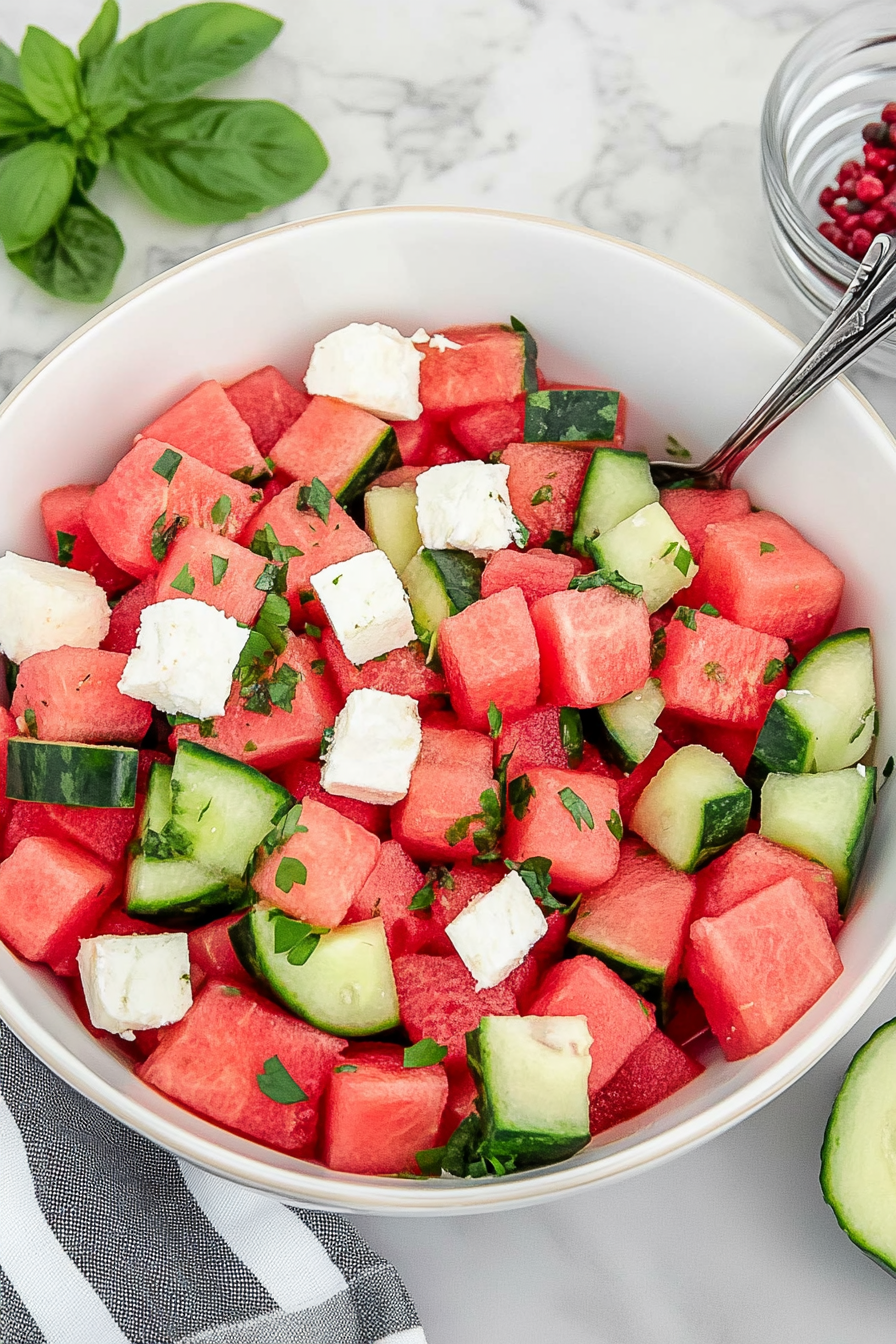 Watermelon Salad Recipe Final Dish Presentation