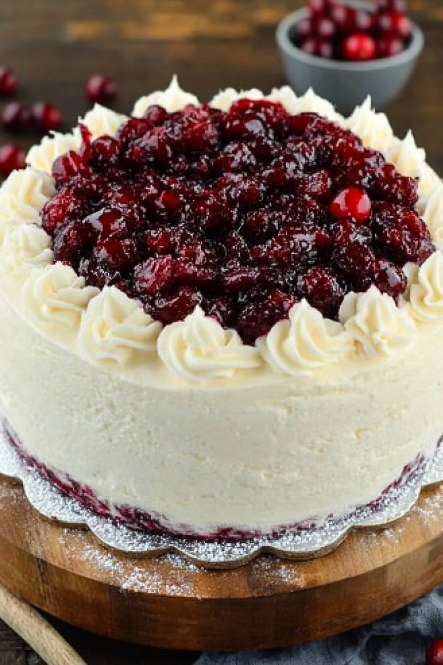 White Cake with Cranberry Filling