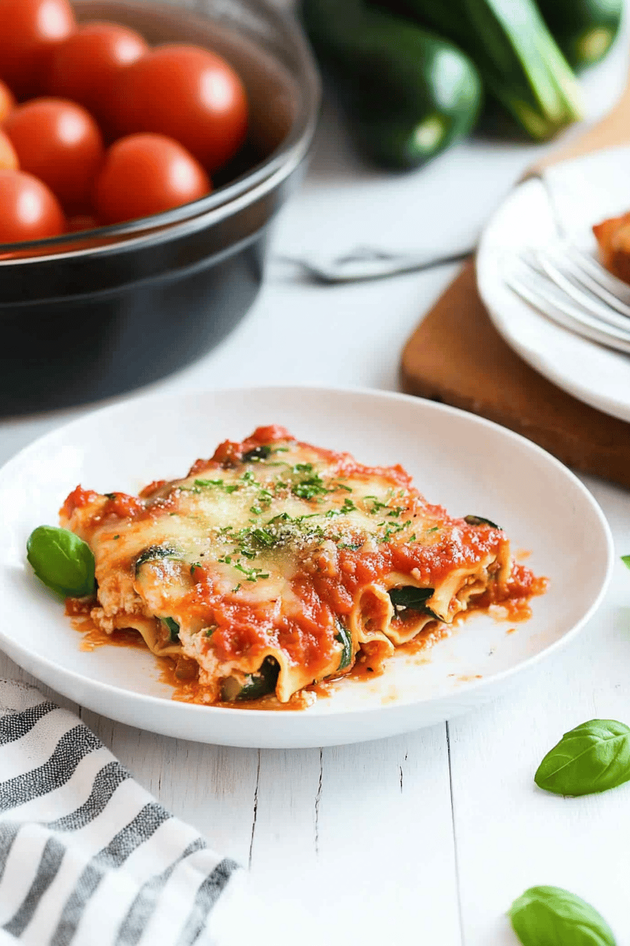 Zucchini Lasagna Roll-Ups Final Dish Presentation