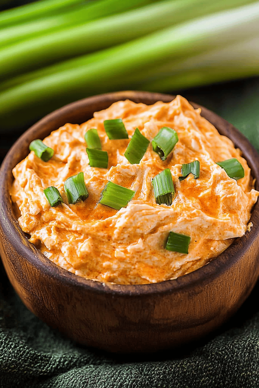 slow cooker buffalo chicken dip Final Dish Presentation