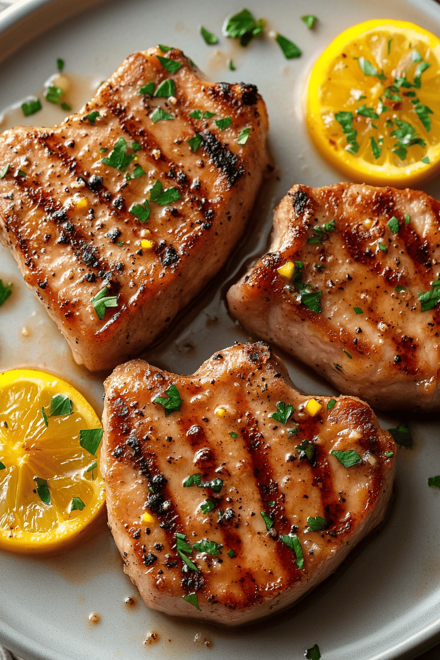 Air Fryer Pork Chops ingredients organized and measured on kitchen counter