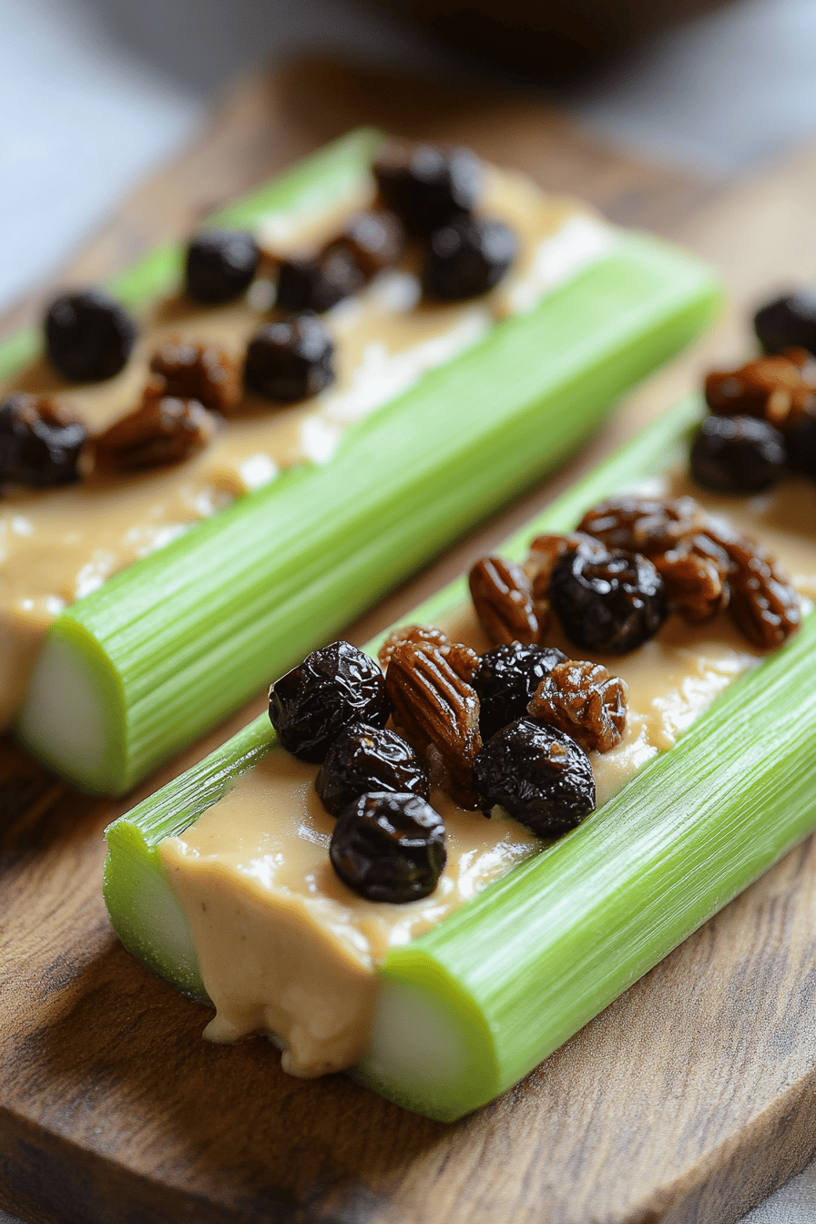 Ants on a Log Recipe final dish beautifully presented and ready to serve