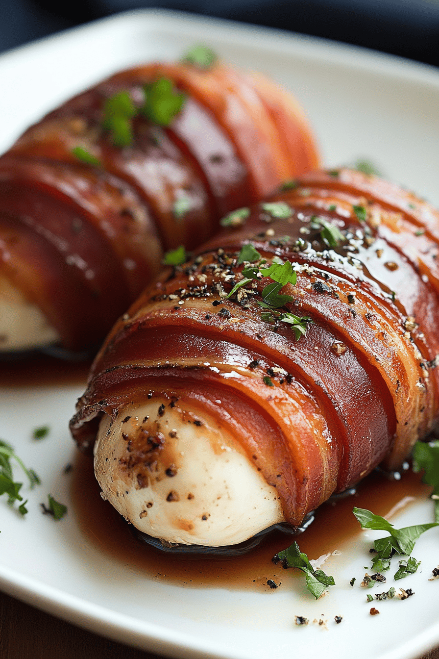 Bacon-Wrapped Chicken Breasts ingredients organized and measured on kitchen counter