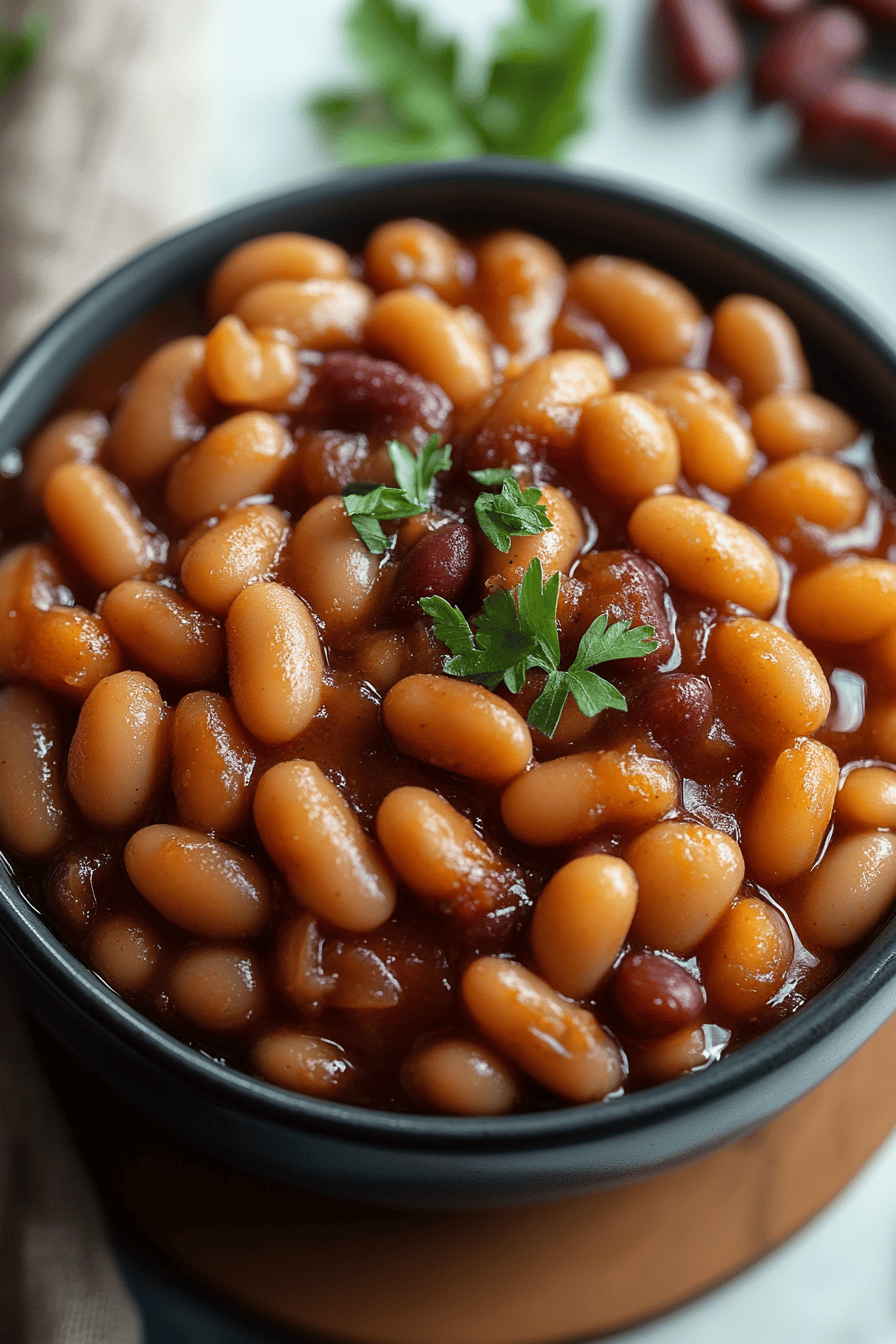 Baked Beans Recipe final dish beautifully presented and ready to serve