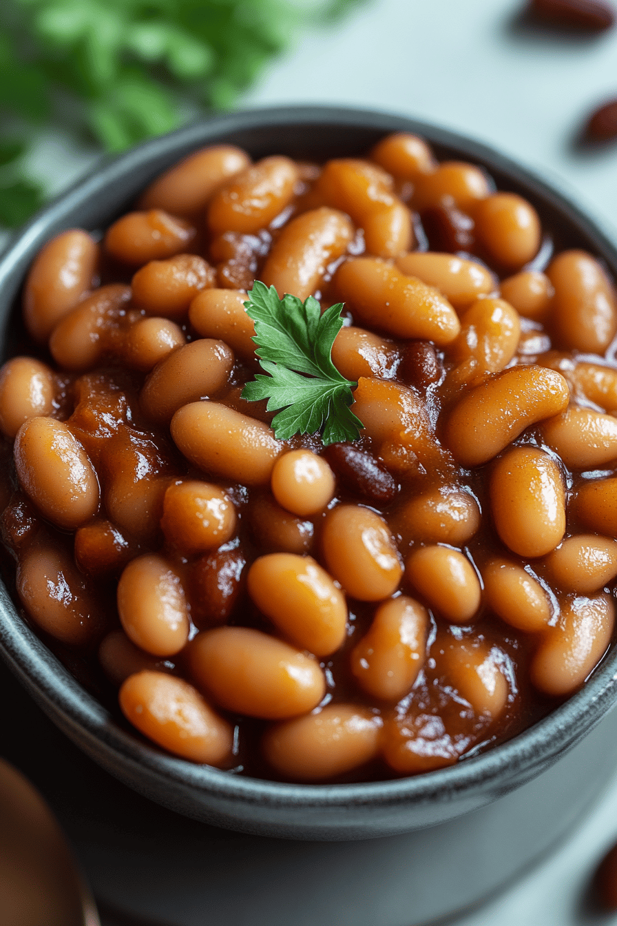 Baked Beans Recipe ingredients organized and measured on kitchen counter