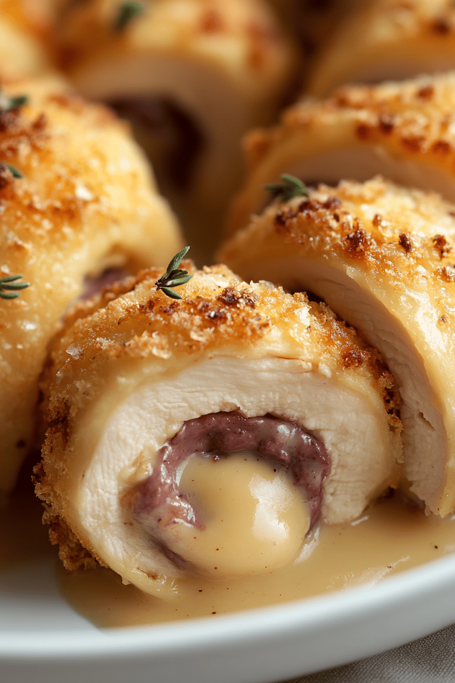 Baked Chicken Cordon Bleu Recipe ingredients organized and measured on kitchen counter