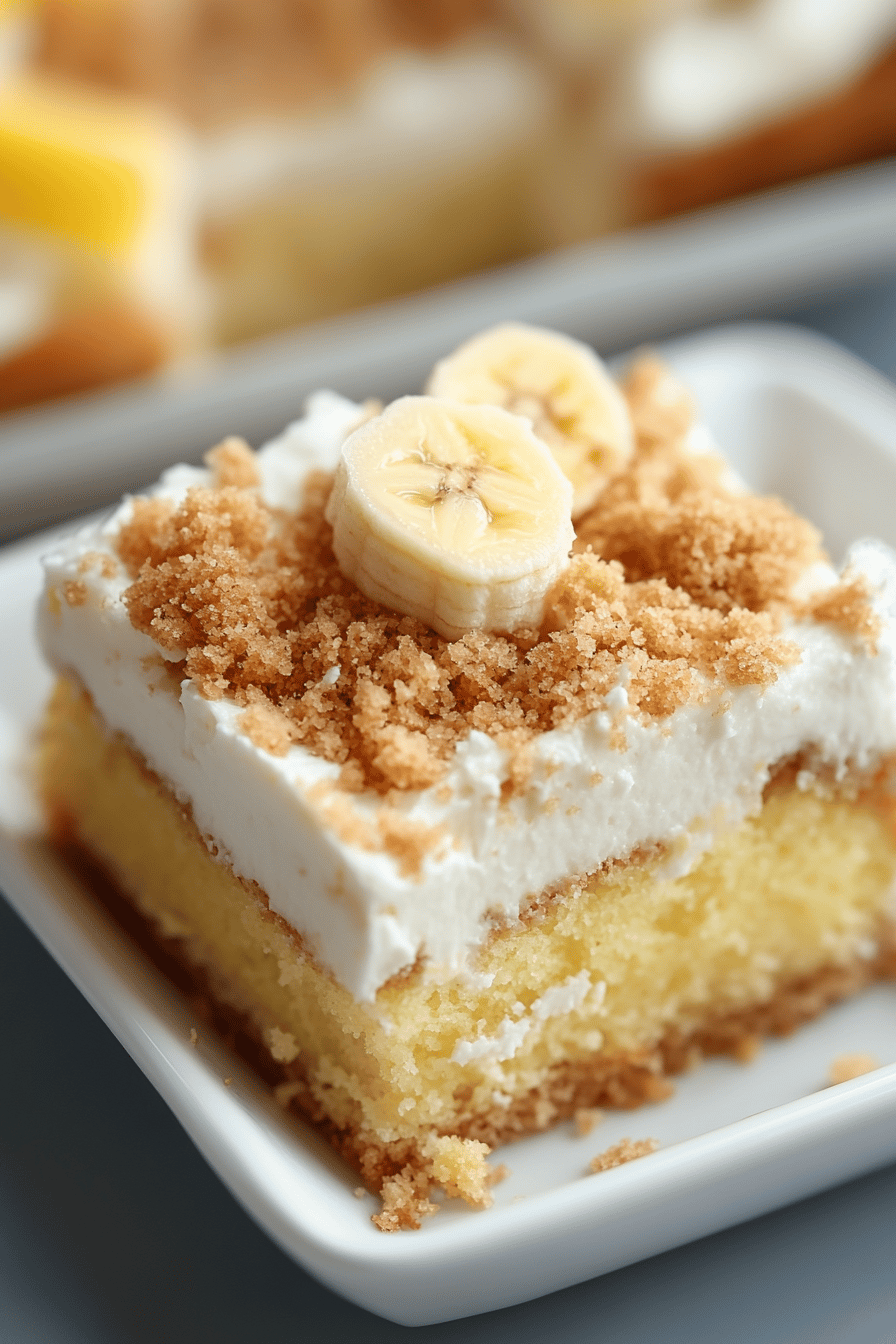 Banana Pudding Poke Cake ingredients organized and measured on kitchen counter